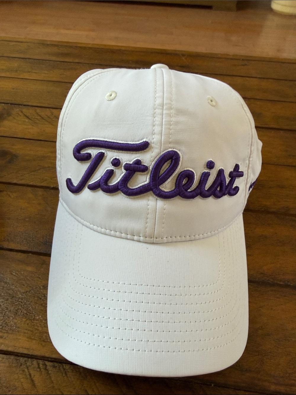 Titleist White Cap with Purple Script Logo